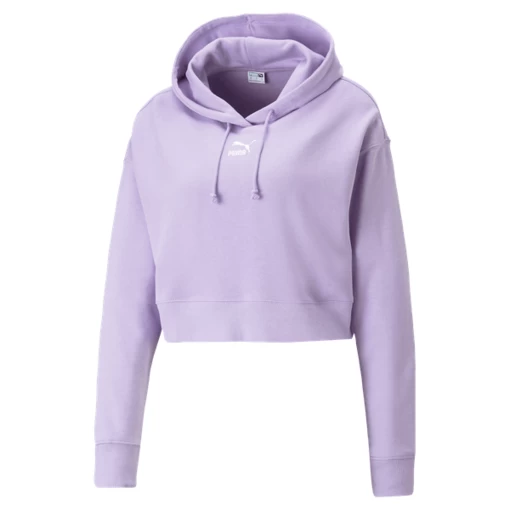 Худи женское Puma CLASSICS Cropped Hoodie сиреневого цвета