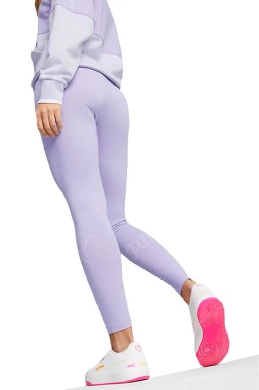 Леггинсы женские Puma POWER Colorblock Tights сиреневого цвета