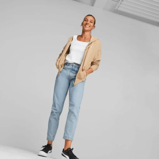 Худи женское Puma HER Full-Zip Hoodie бежевого цвета