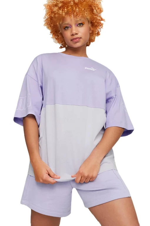 Футболка женская Puma POWER Colorblock Tee сиреневого цвета