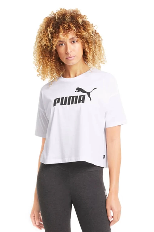 Футболка женская Puma ESS Cropped Logo Tee белого цвета