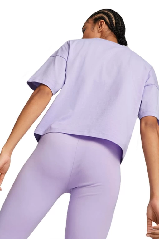 Футболка женская Puma ESS Cropped Logo Tee сиреневого цвета