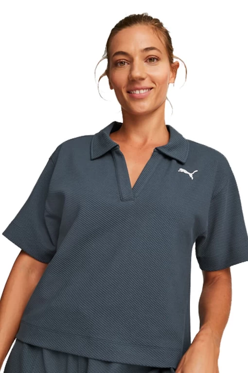 Футболка женская Puma HER Polo Tee темно-синего цвета