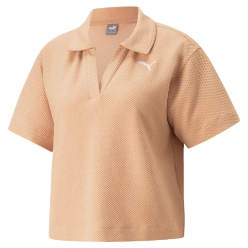 Футболка женская Puma HER Polo Tee светло-коричневого цвета