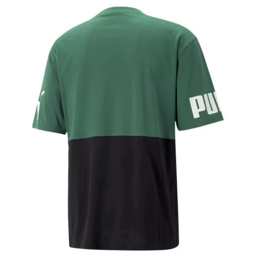 Футболка мужская Puma POWER Colorblock Tee зелено-черного цвета
