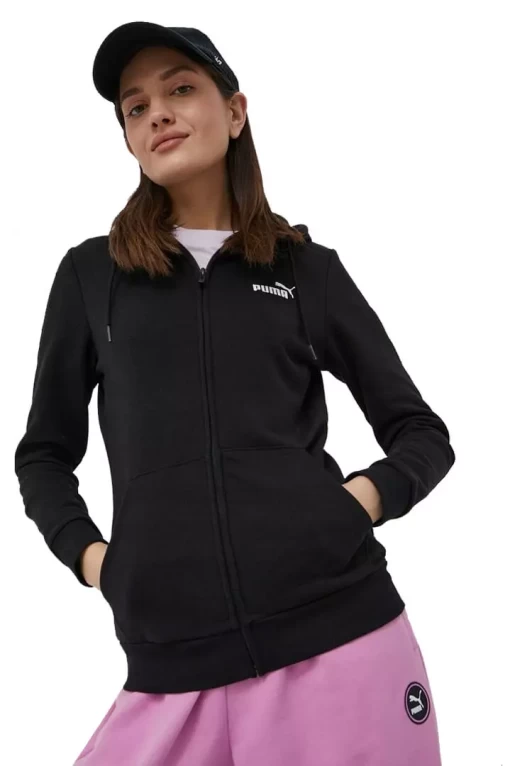 Толстовка женская Puma ESS Full-Zip Hoodie черного цвета