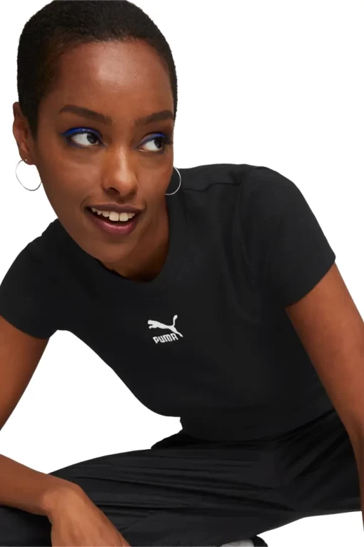 Футболка женская Puma Classics Ribbed Slim черного цвета