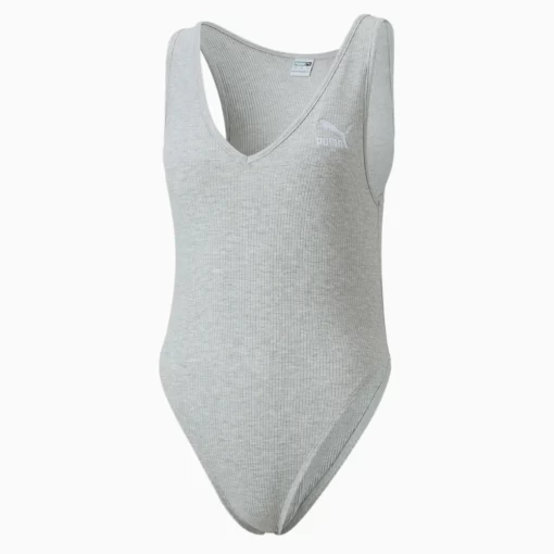 Боді жіноче Puma Classics Ribbed Bodysuit сірого кольору