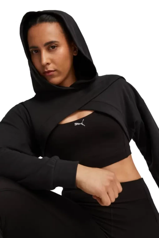 Свитшот женский Puma Fit Move Crop Hoodie черного цвета 52386801