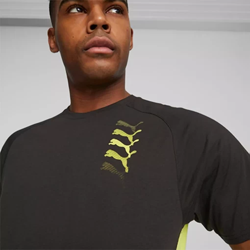 Футболка чоловіча Puma Fit Triblend Tee чорно-жовтого кольору 52441540
