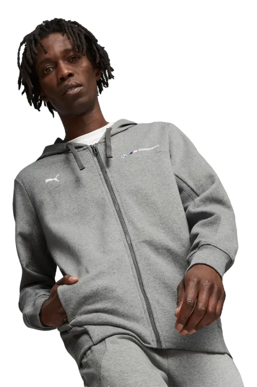 Куртка спортивна чоловіча Puma BMW MMS Hdd Sweat Jacket сірого кольору