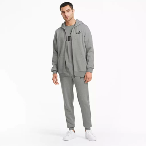 Худи мужское Puma ESS Small Logo FZ Hoodie серого цвета