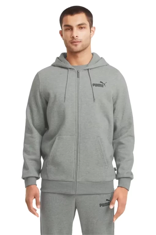 Худи мужское Puma ESS Small Logo FZ Hoodie серого цвета