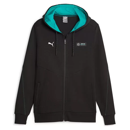 Худі чоловіче Puma MAPF1 Hooded Sweat Jacket чорно-бірюзового кольору