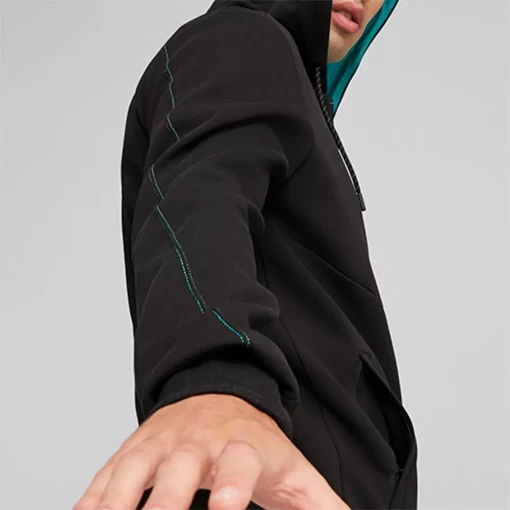 Худі чоловіче Puma MAPF1 Hooded Sweat Jacket чорно-бірюзового кольору
