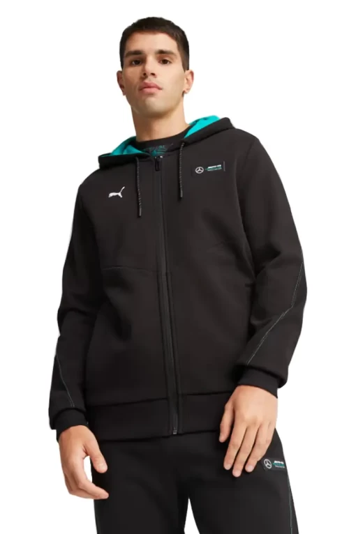 Худі чоловіче Puma MAPF1 Hooded Sweat Jacket чорно-бірюзового кольору