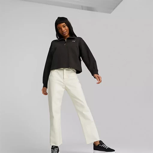 Худи женское Puma Her High-Neck Half-Zip черного цвета