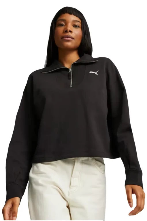 Худи женское Puma Her High-Neck Half-Zip черного цвета