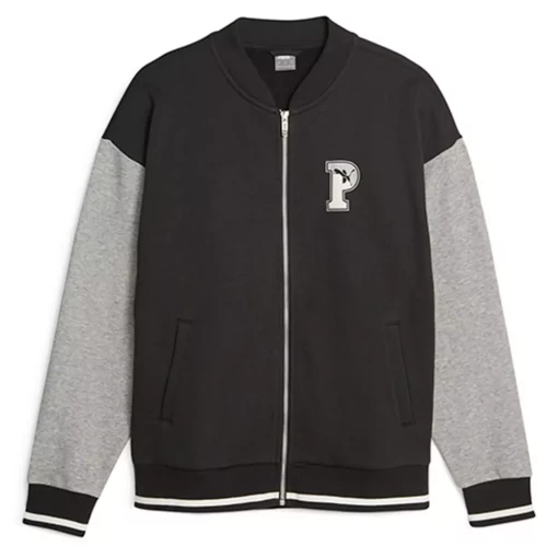 Бомбер женский Puma Squad Track Jacket черно-серого цвета