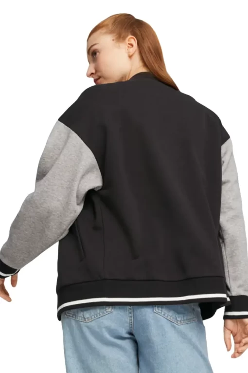 Бомбер женский Puma Squad Track Jacket черно-серого цвета
