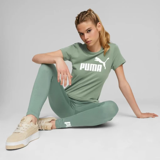 Футболка женская Puma ESS Logo Tee эвкалиптового цвета
