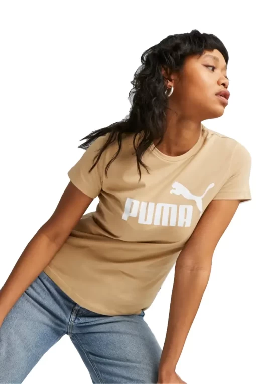 Футболка женская Puma ESS Logo Tee песочного цвета