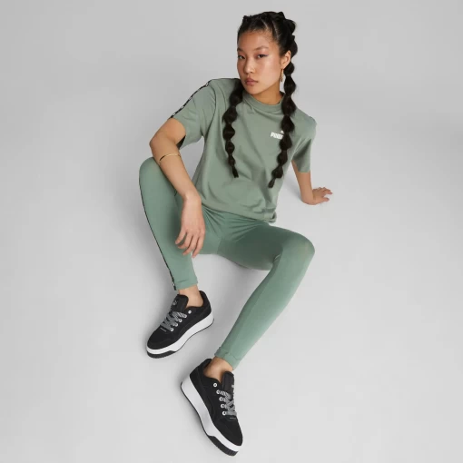 Футболка женская Puma ESS Tape Tee эвкалиптового цвета