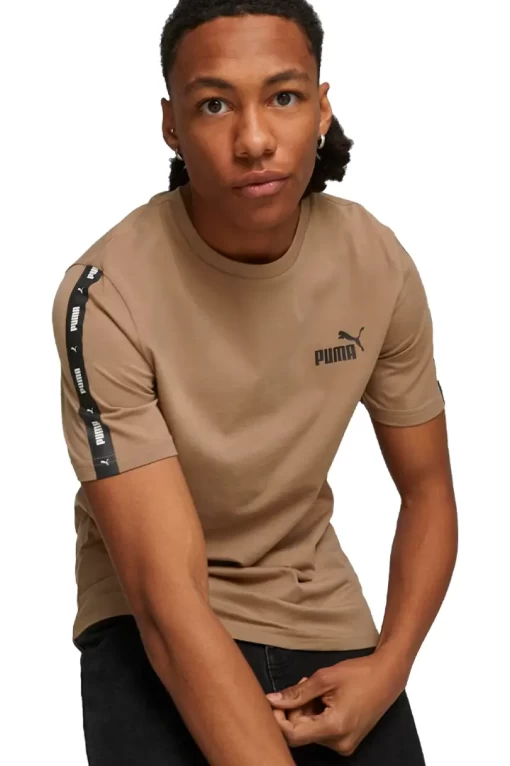 Футболка мужская Puma ESS+ Tape Tee светло-коричневого цвета