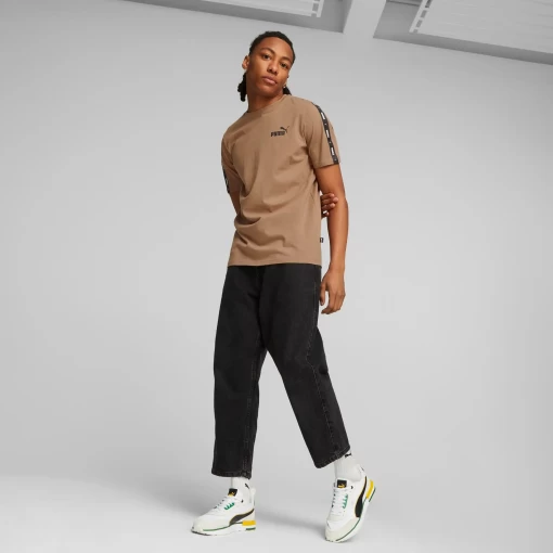 Футболка мужская Puma ESS+ Tape Tee светло-коричневого цвета