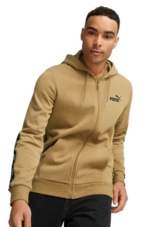 Худі чоловіче Puma ESS+ Tape Full-Zip Hoodie світло-коричневого кольору