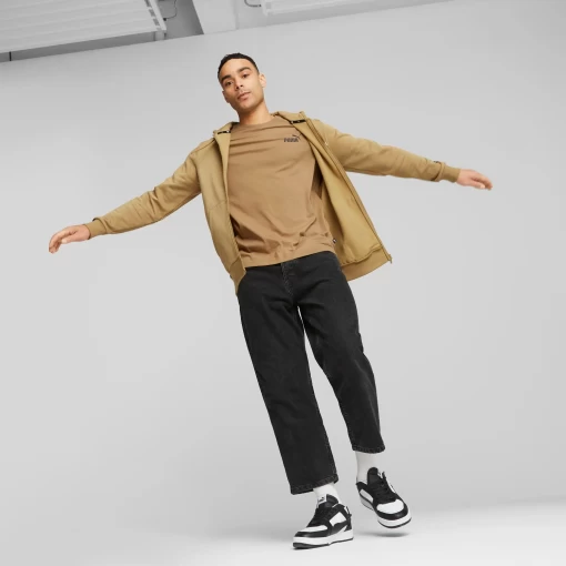 Худі чоловіче Puma ESS+ Tape Full-Zip Hoodie світло-коричневого кольору