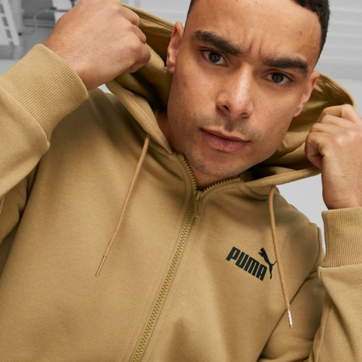 Худі чоловіче Puma ESS+ Tape Full-Zip Hoodie світло-коричневого кольору
