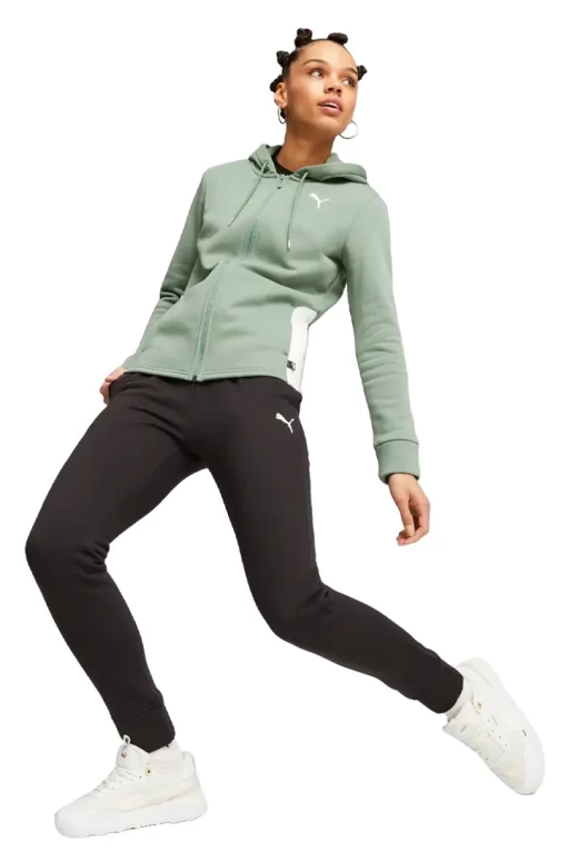 Спортивний костюм жіночий Puma Classic Hooded Tracksuit FL евкаліпто-чорного кольору