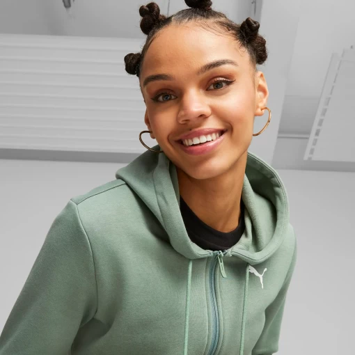 Спортивний костюм жіночий Puma Classic Hooded Tracksuit FL евкаліпто-чорного кольору