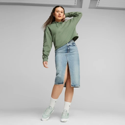 Худі жіноче Puma ESS Tape Hoodie евкаліптового кольору