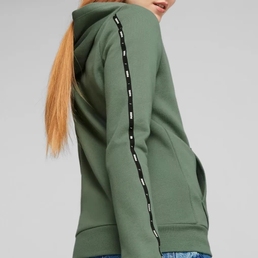 Худи женское Puma ESS Tape Full-Zip Hoodie эвкалиптового цвета