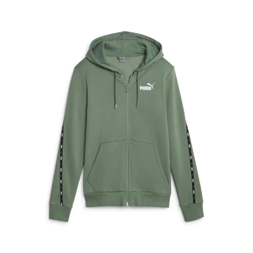 Худи женское Puma ESS Tape Full-Zip Hoodie эвкалиптового цвета