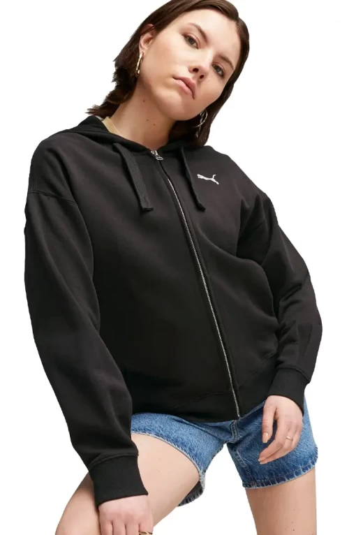 Толстовка женская Puma Her Full-Zip Hoodie TR черного цвета