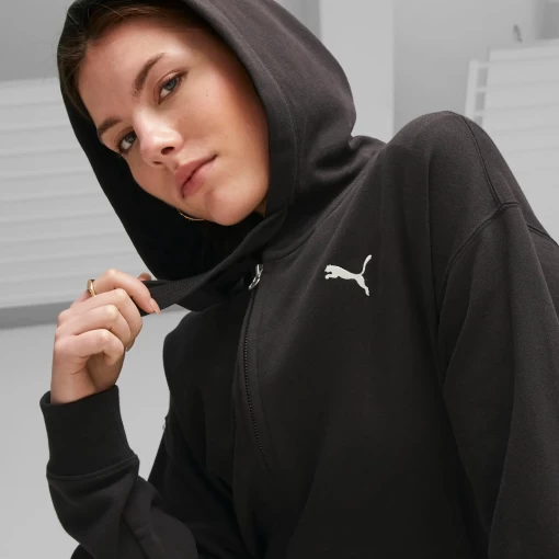 Толстовка женская Puma Her Full-Zip Hoodie TR черного цвета