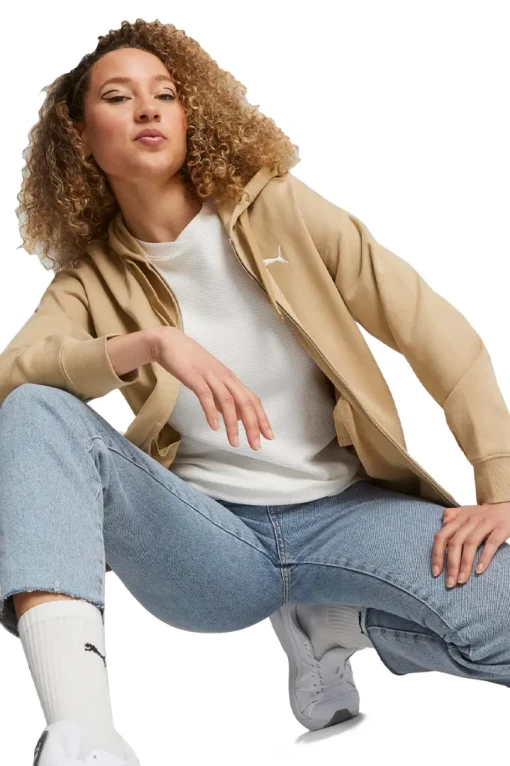 Толстовка жіноча Puma Her Full-Zip Hoodie TR пісочного кольору