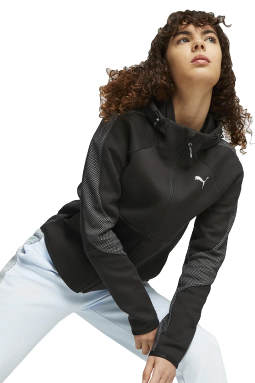 Худи женское Puma Evostripe Full-Zip Hoodie черного цвета