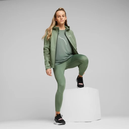 Худі жіноче Puma Evostripe Full-Zip Hoodie евкаліптового кольору