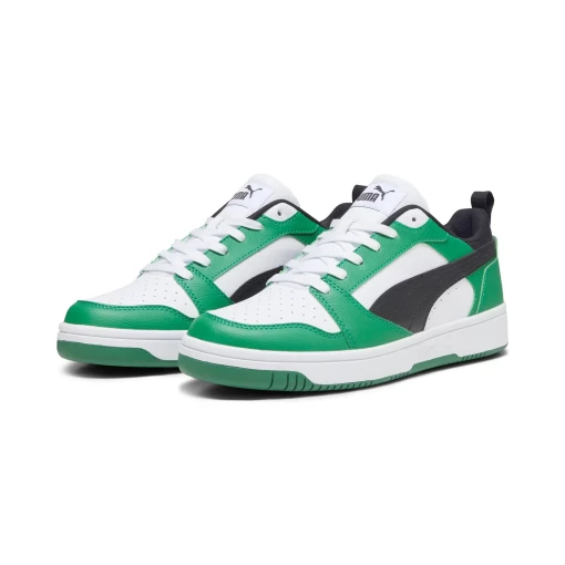 Кросівки чоловічі-жіночі Puma Rebound v6 Low чорно-біло-зеленого кольору