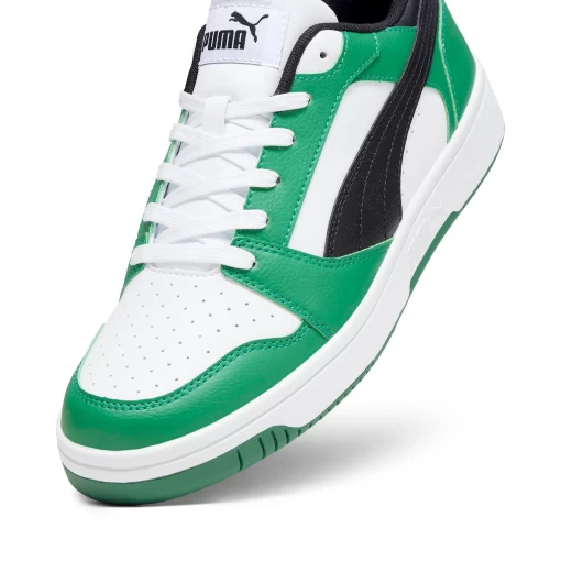 Кросівки чоловічі-жіночі Puma Rebound v6 Low чорно-біло-зеленого кольору