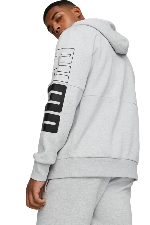 Худі чоловіче Puma Power Full-Zip Hoodie світло-сірого кольору