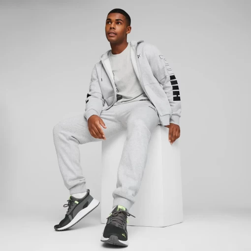 Худі чоловіче Puma Power Full-Zip Hoodie світло-сірого кольору