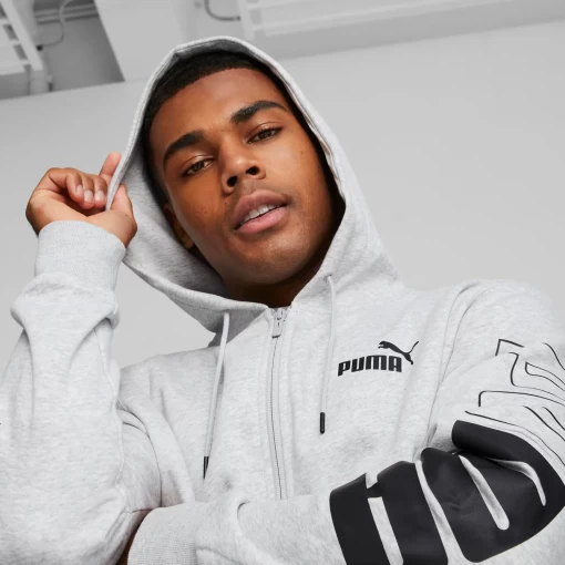 Худі чоловіче Puma Power Full-Zip Hoodie світло-сірого кольору