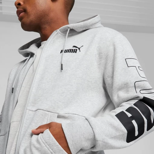 Худі чоловіче Puma Power Full-Zip Hoodie світло-сірого кольору