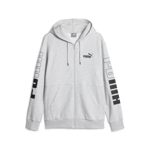 Худі чоловіче Puma Power Full-Zip Hoodie світло-сірого кольору