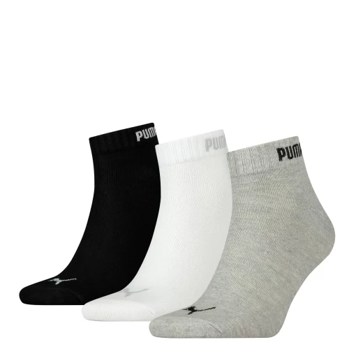 Носки мужские-женские Puma Quarter-V 3P черно-бело-серого цвета 88749804